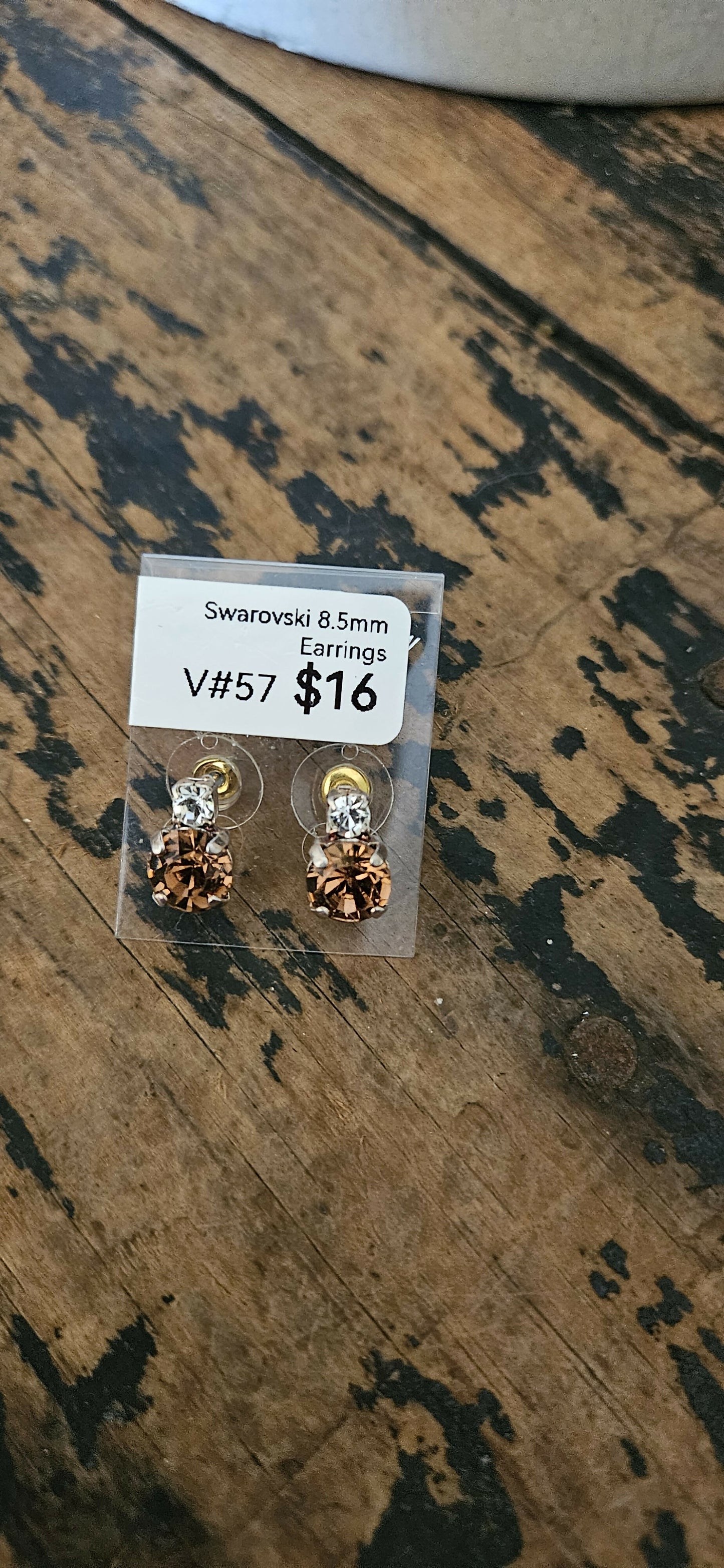 Anytime Crystals 8.5mm Soft Brown Earrings