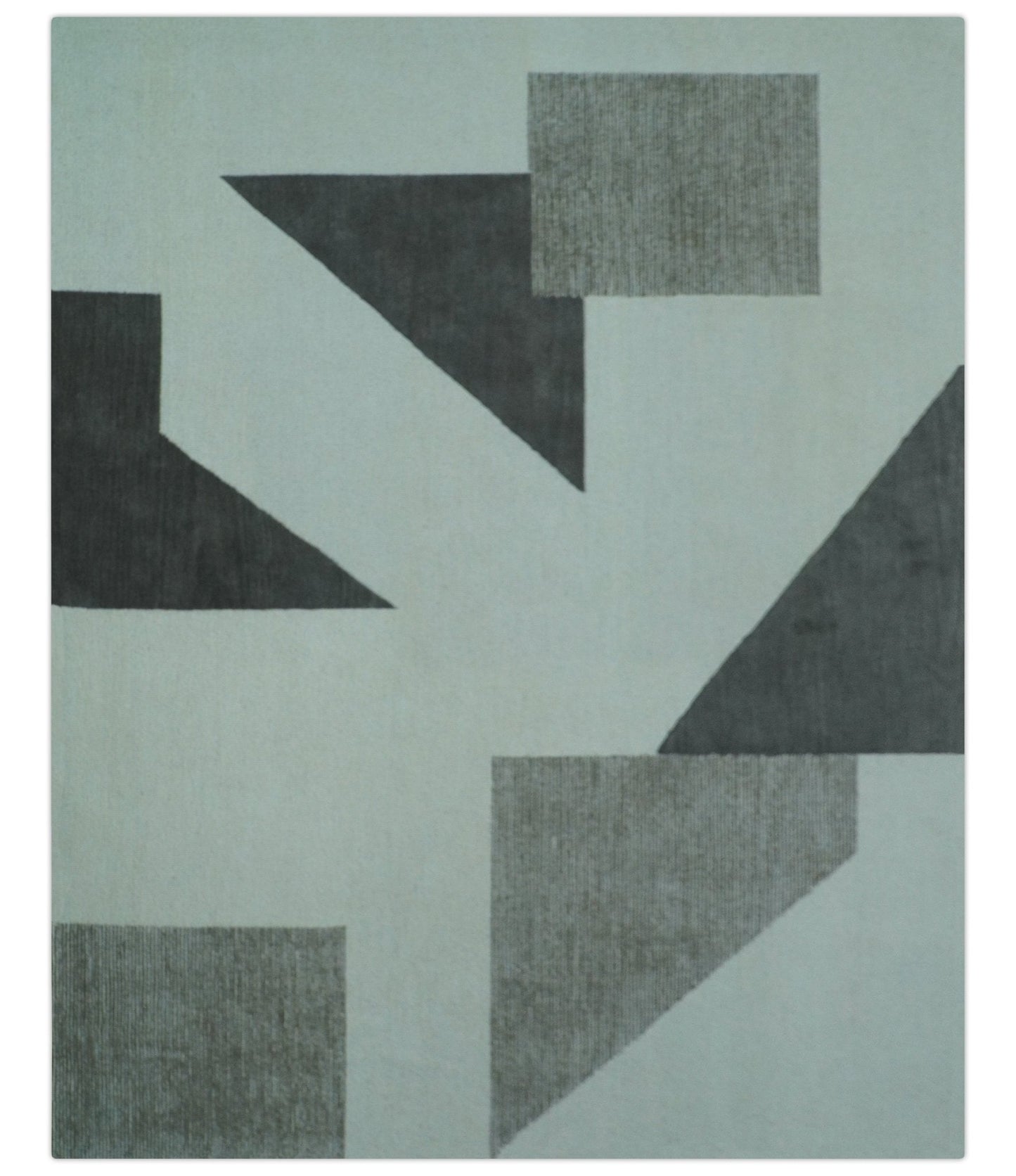 Azure Custom Made Geometrical Charcoal And Gray Hand Tufted Wool  Rug