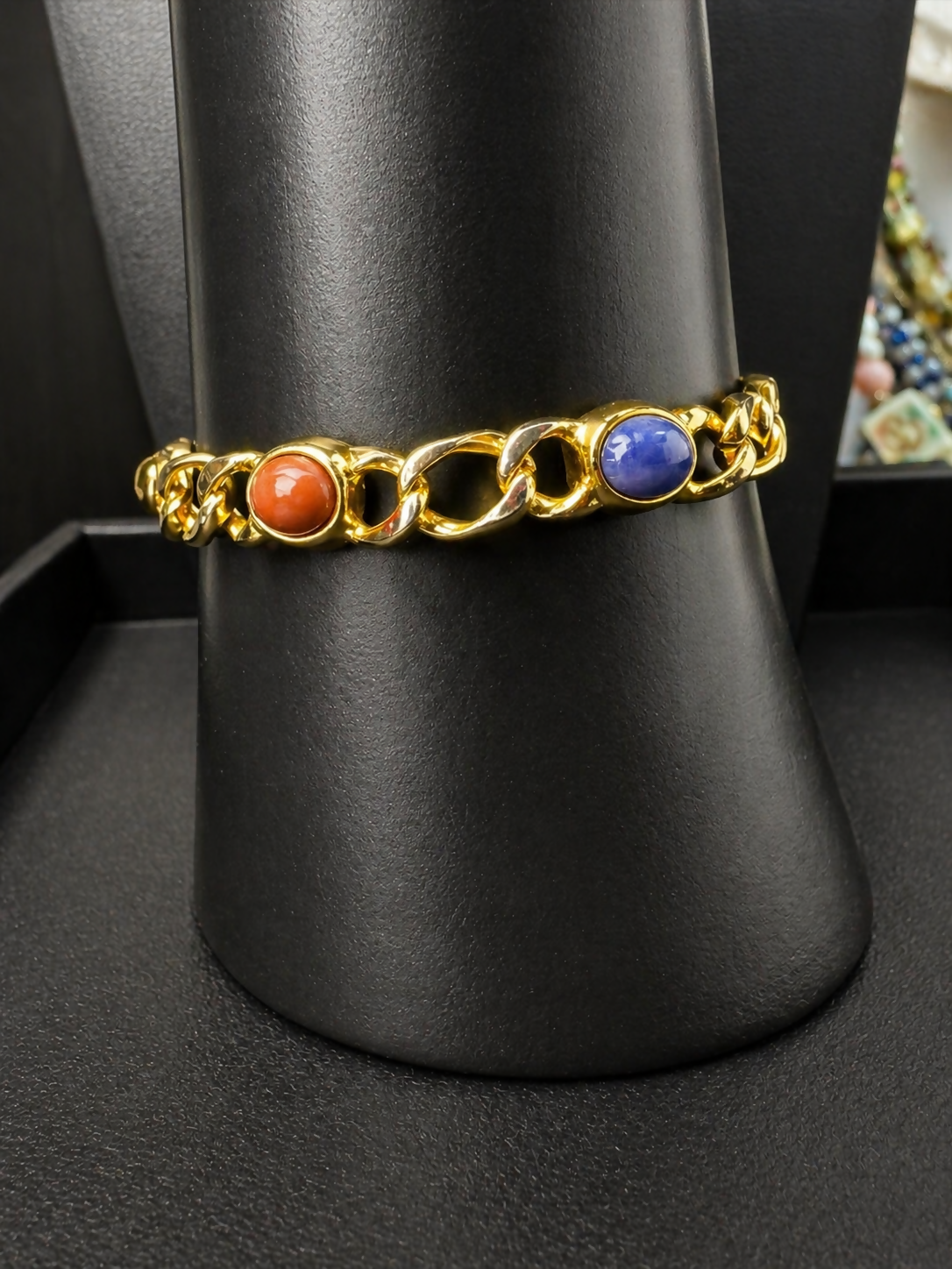 Real Stone Scarab bracelet using jewelers metal 7”
