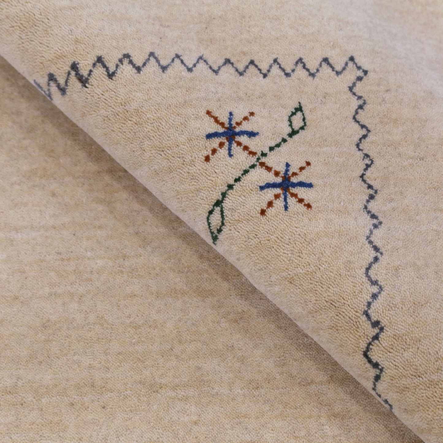 Beige Border Design Hand Loomed Wool Area Rug