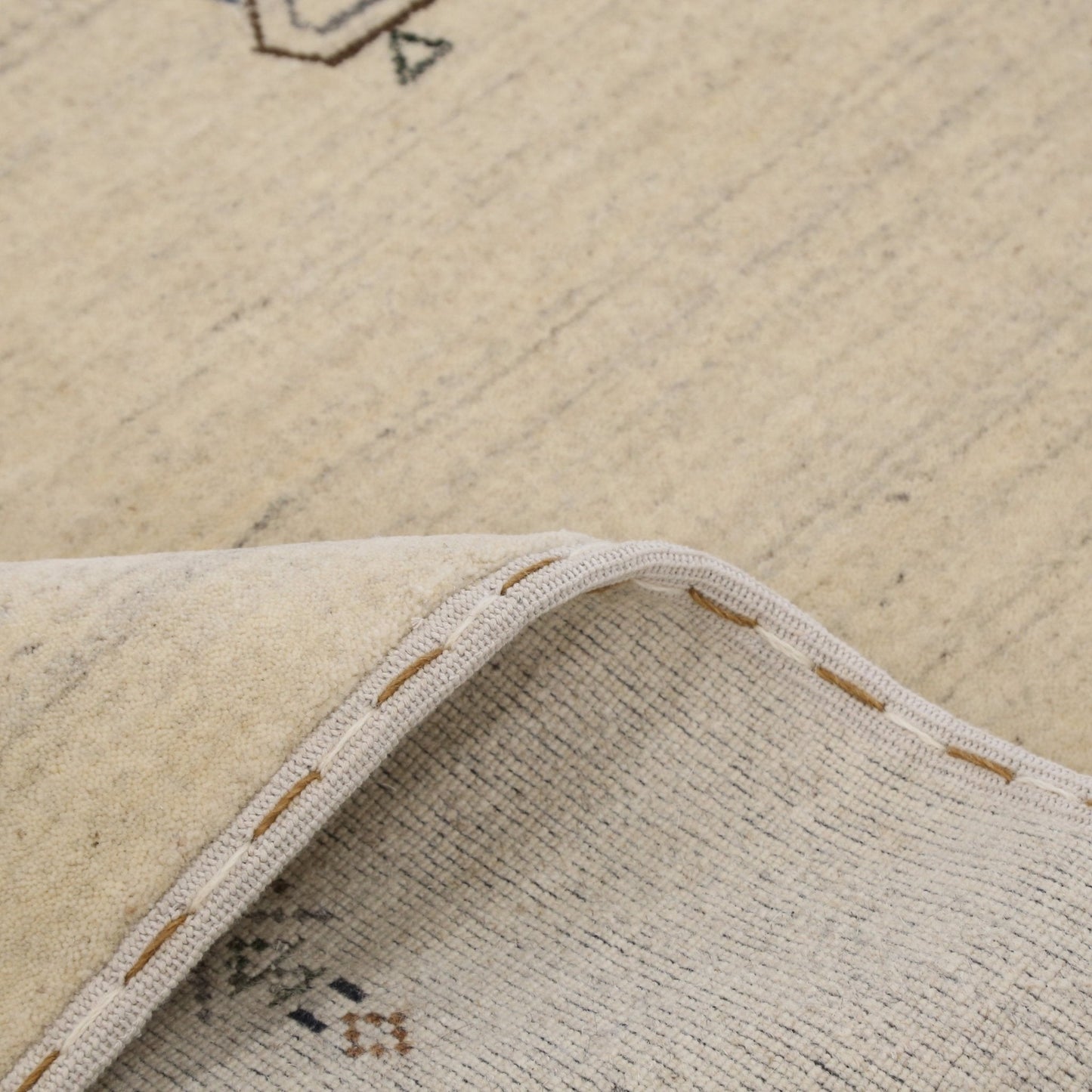 Beige Center Medallion Design Hand Loomed Wool Area Rug