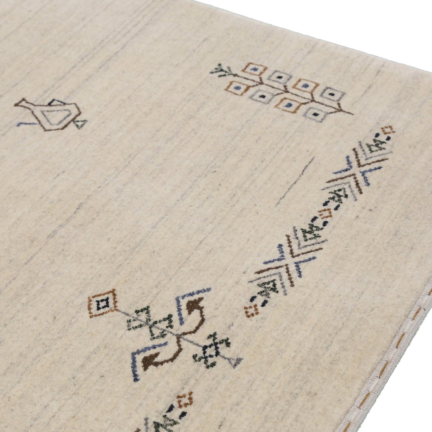 Beige Center Medallion Design Hand Loomed Wool Area Rug