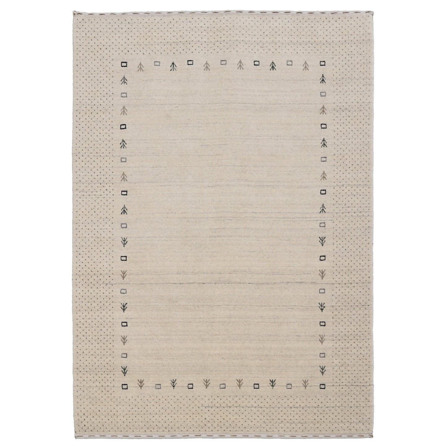 Beige Contemporary Gabbeh Border Design Hand Loomed Wool Rug
