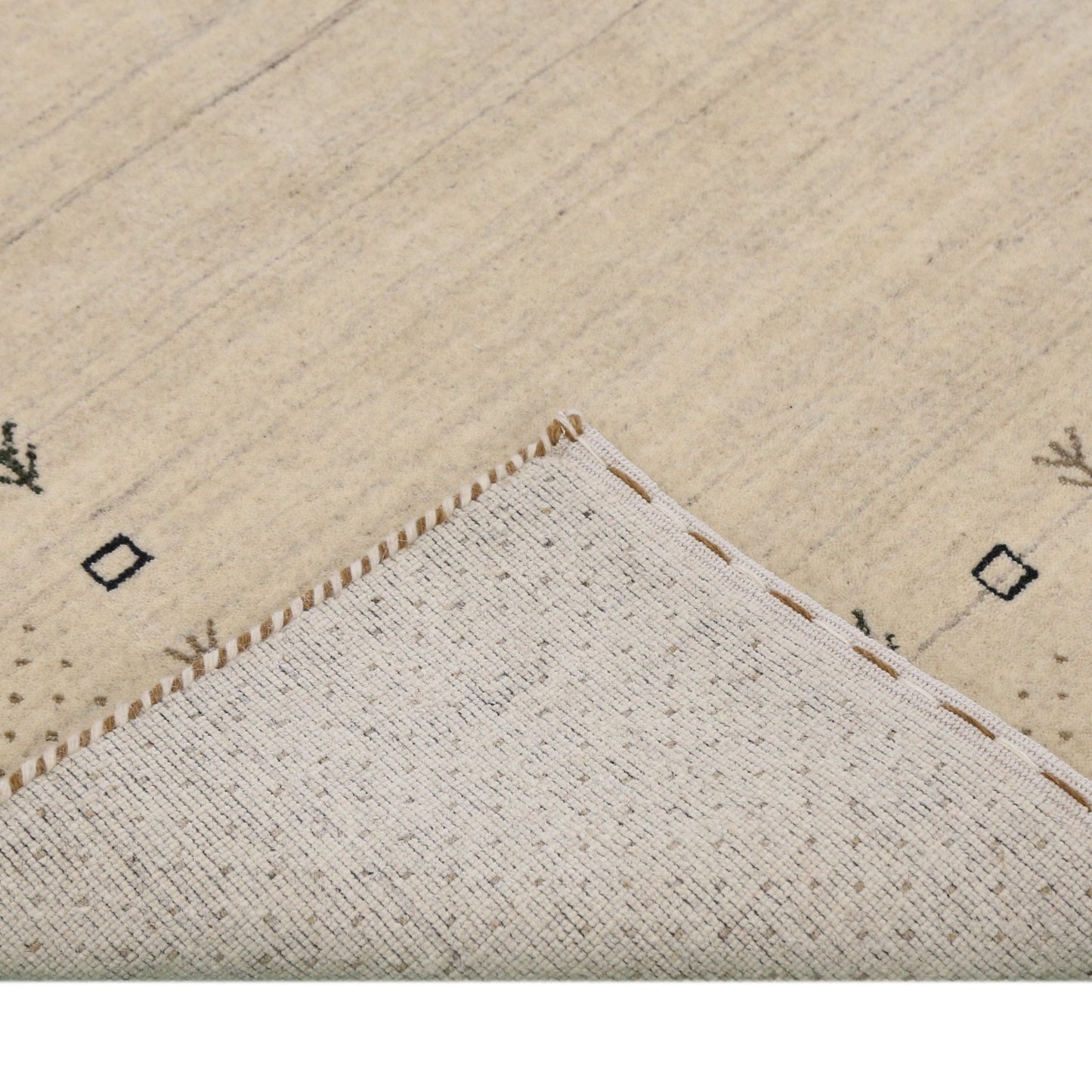 Beige Contemporary Gabbeh Border Design Hand Loomed Wool Rug
