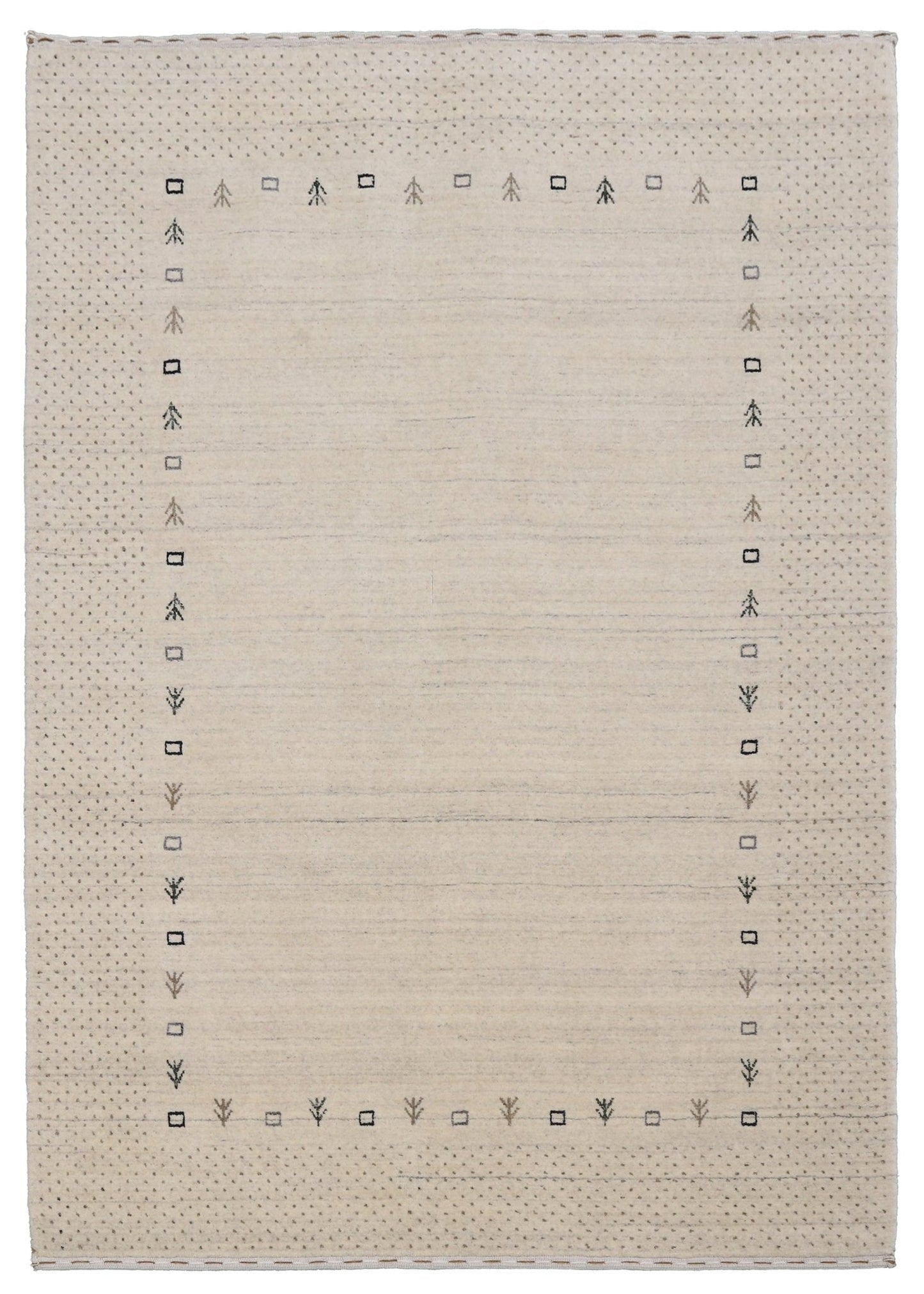 Beige Contemporary Gabbeh Border Design Hand Loomed Wool Rug