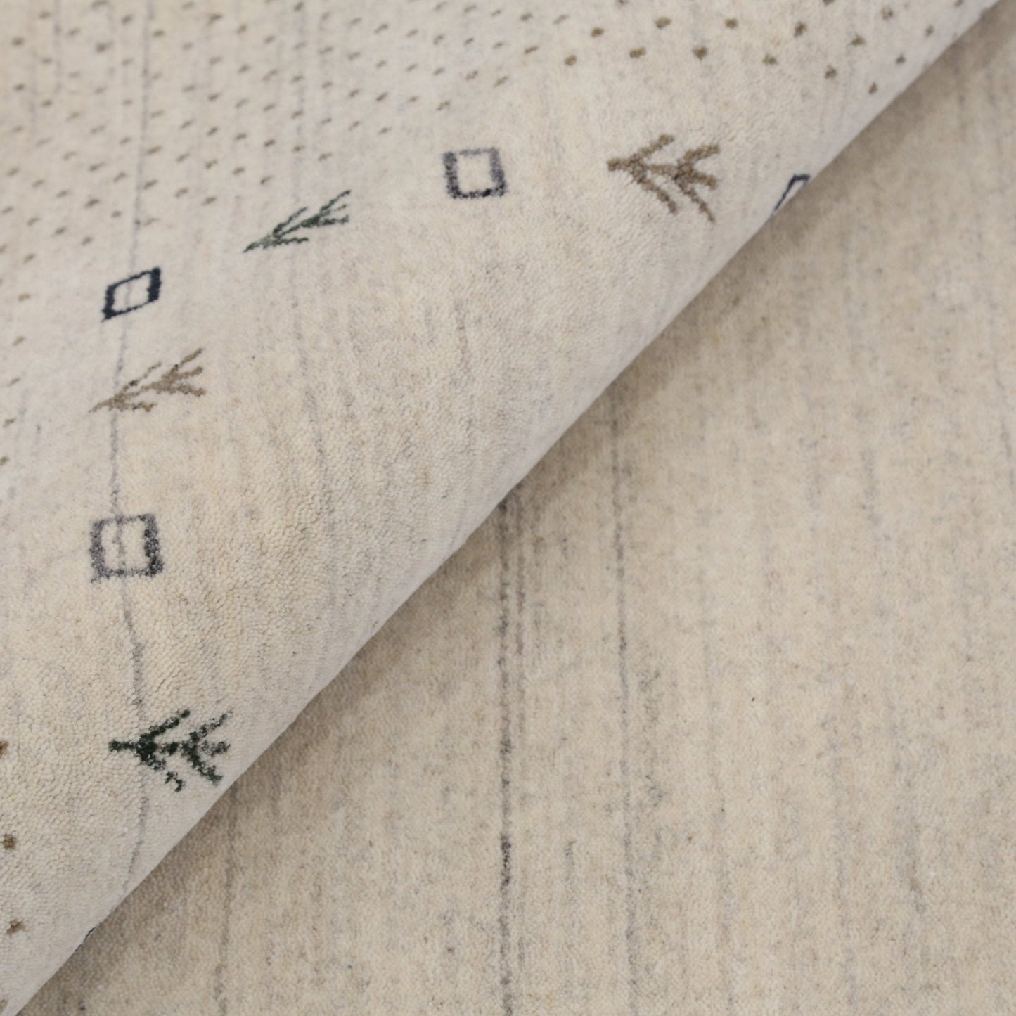 Beige Contemporary Gabbeh Border Design Hand Loomed Wool Rug