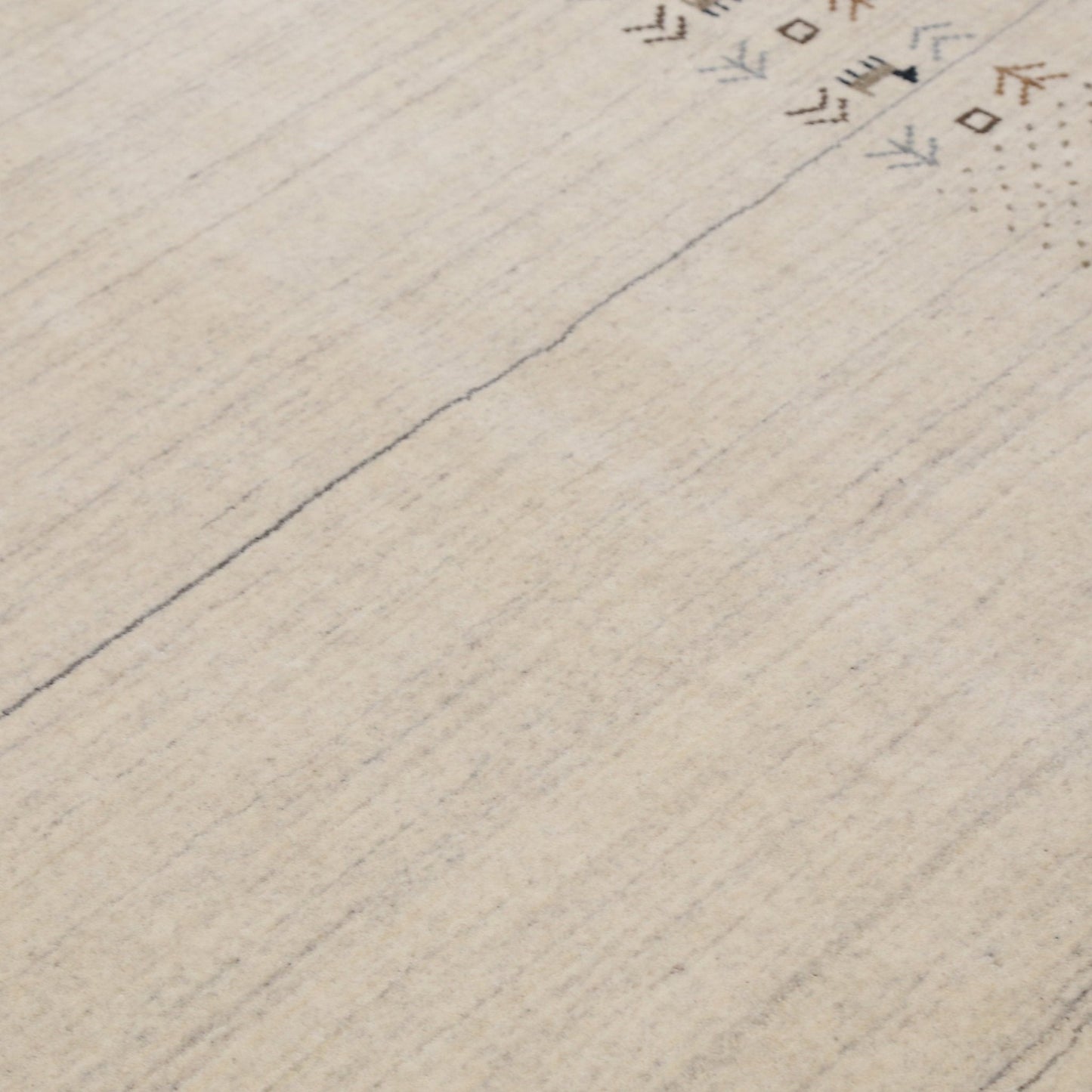 Beige Contemporary Solid Border Design Hand Loomed Wool Area Rug
