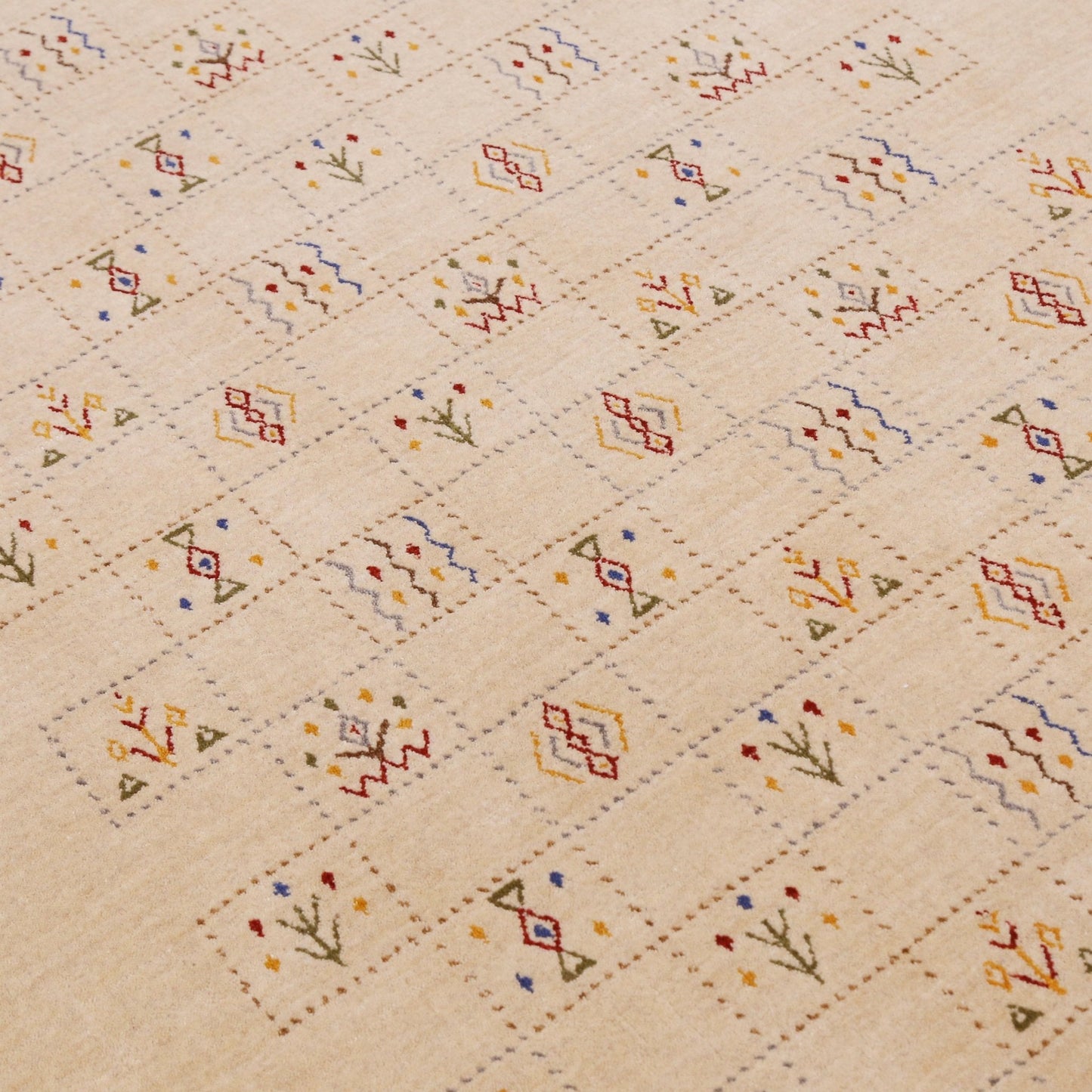 Beige Contemporary Tribal Design Hand Loomed Wool Rug