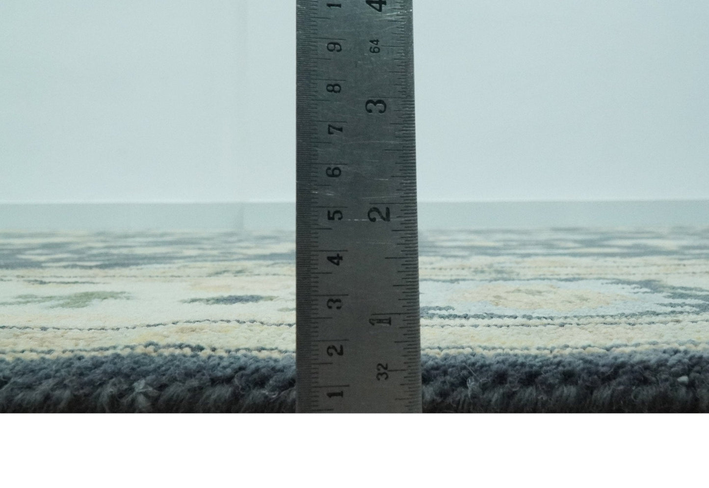 Black, Silver and Olive Oushak Hand Knotted Custom Made Wool Rug