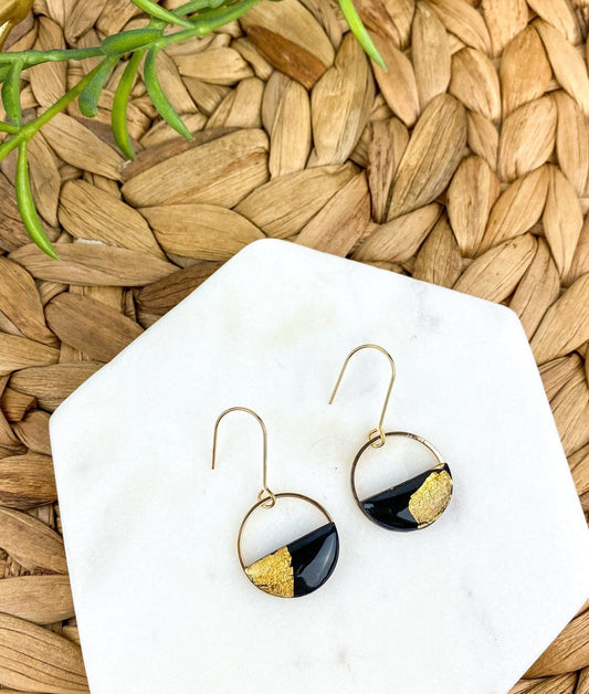 Black/Gold Jaclyn Drop Earrings