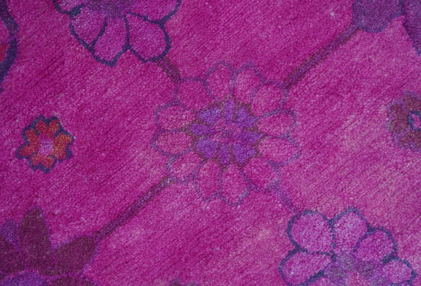 Bloom Overdyed Traditional Oushak Pink And Blue Hand Tufted Wool Rug