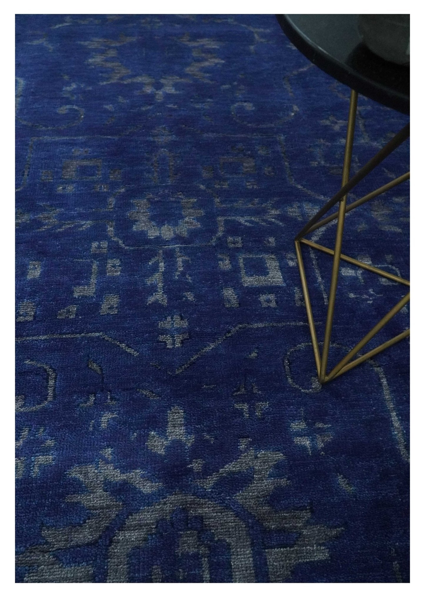 Blue and Gray Hand knotted Oriental Oushak Multi Size wool Area Rug