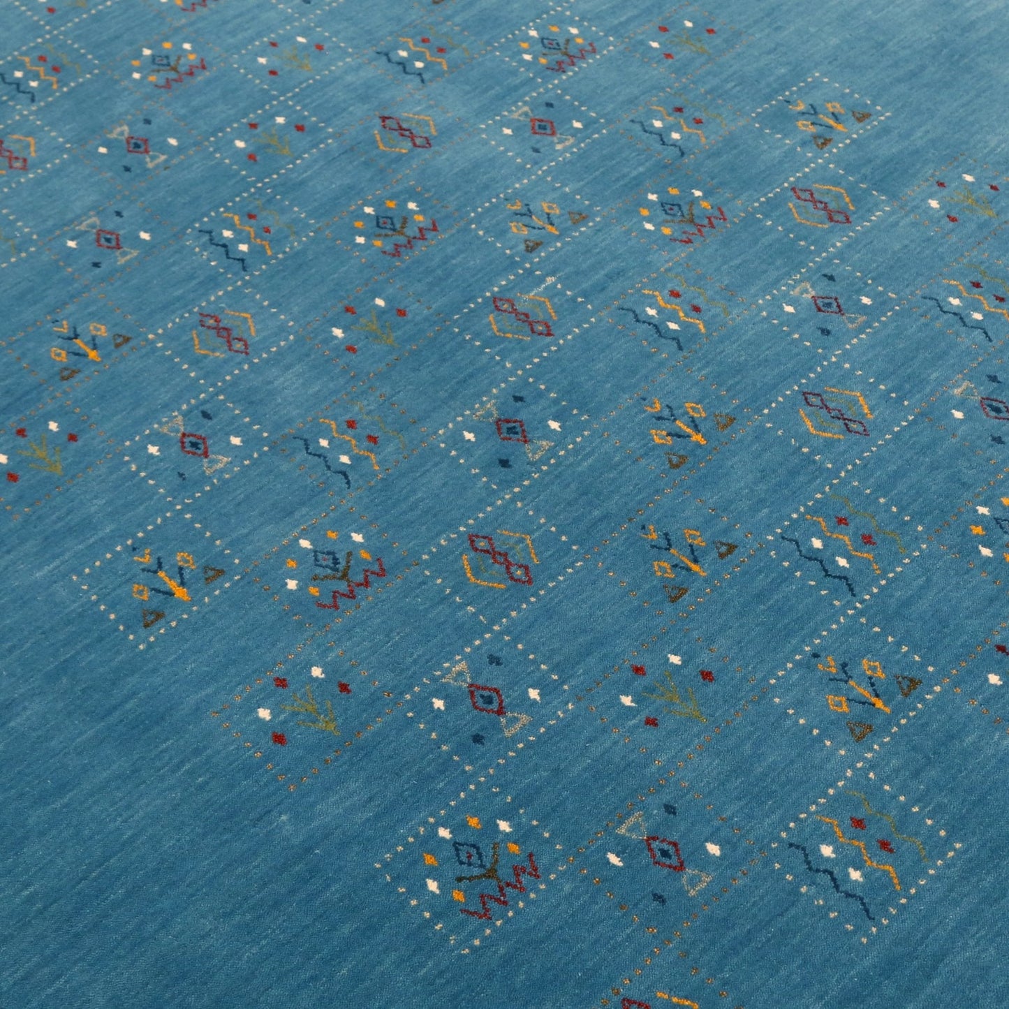 Blue Tribal Design Hand Loomed Wool Area Rug