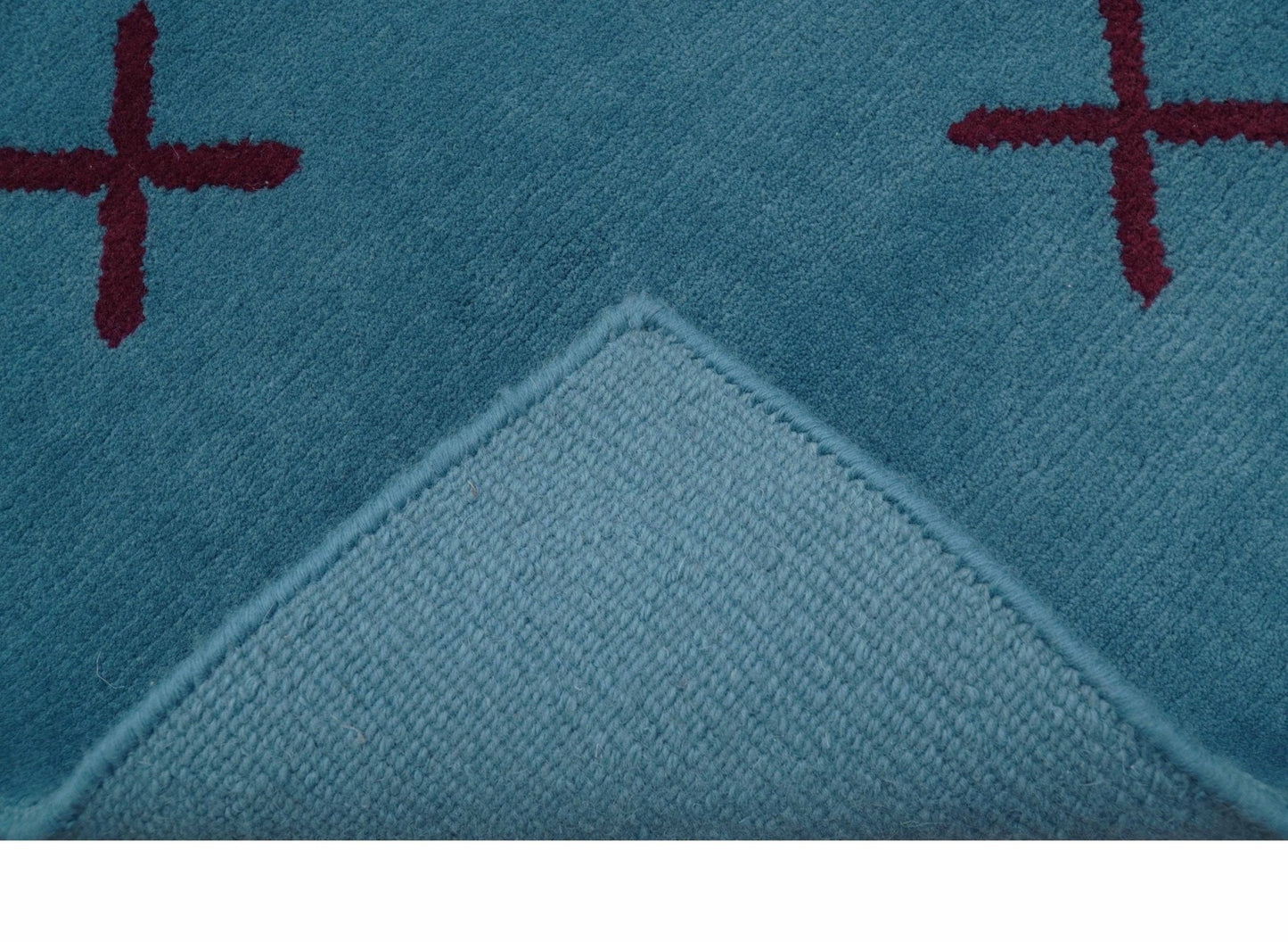 Brisk Custom Made Contemporary Design Blue Hand Knotted Wool Rug