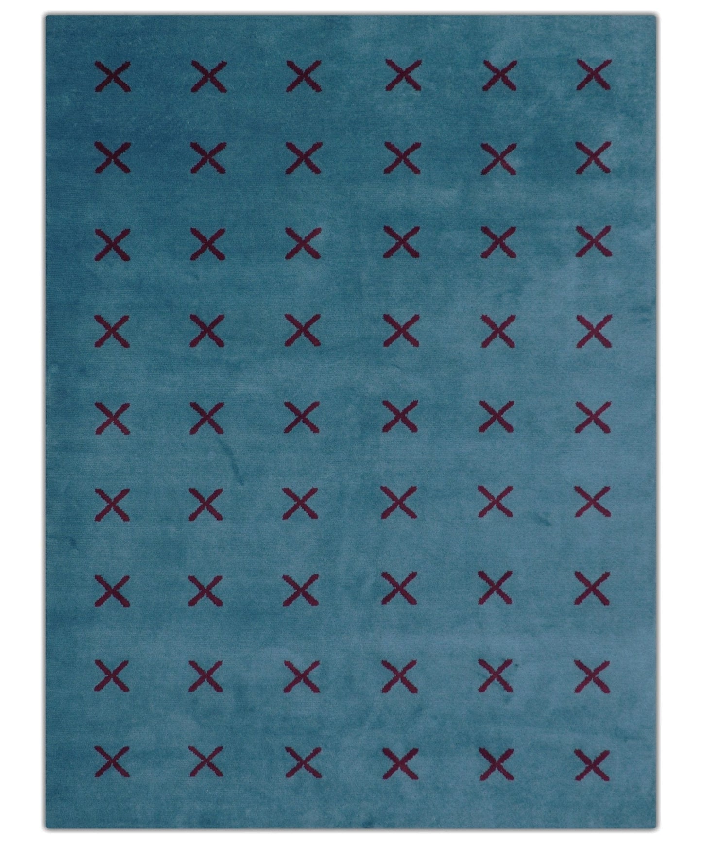 Brisk Custom Made Contemporary Design Blue Hand Knotted Wool Rug