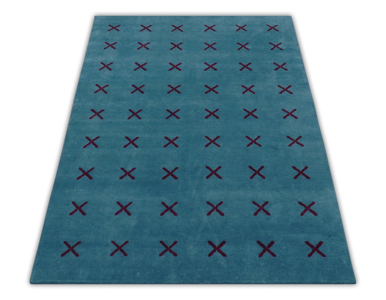 Brisk Custom Made Contemporary Design Blue Hand Knotted Wool Rug