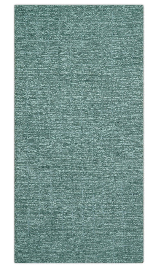 Cam Custom Made Modern Style Teal Hand Tufted Wool Rug