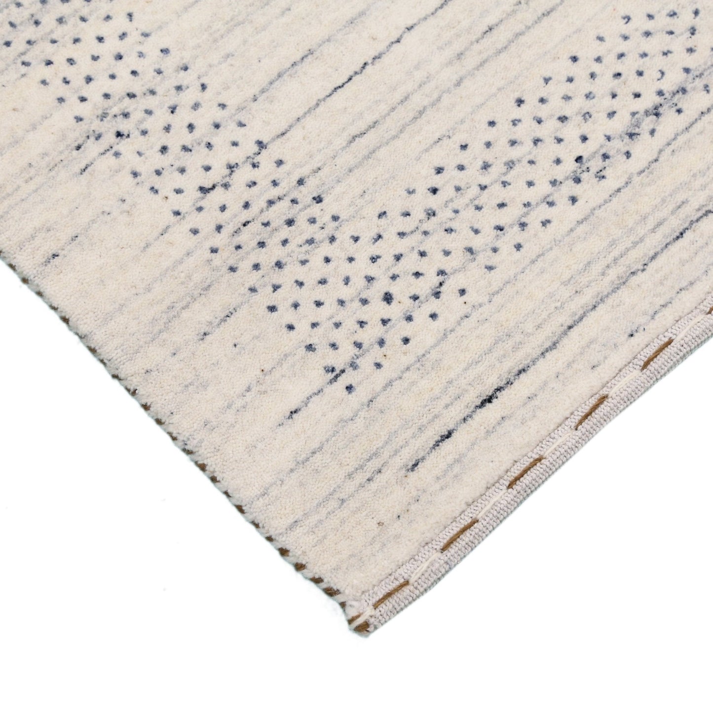 Center Pattern Natural Hand Loomed Wool Area Rug