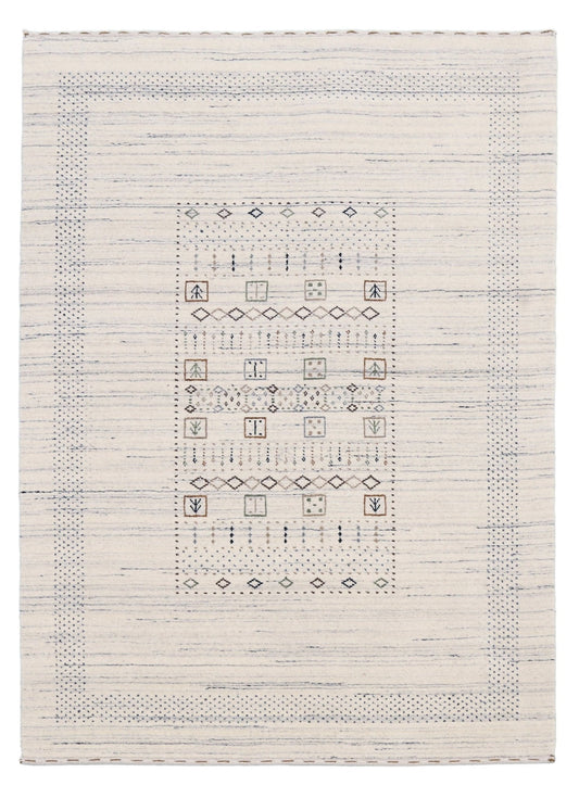 Center Pattern Natural Hand Loomed Wool Area Rug