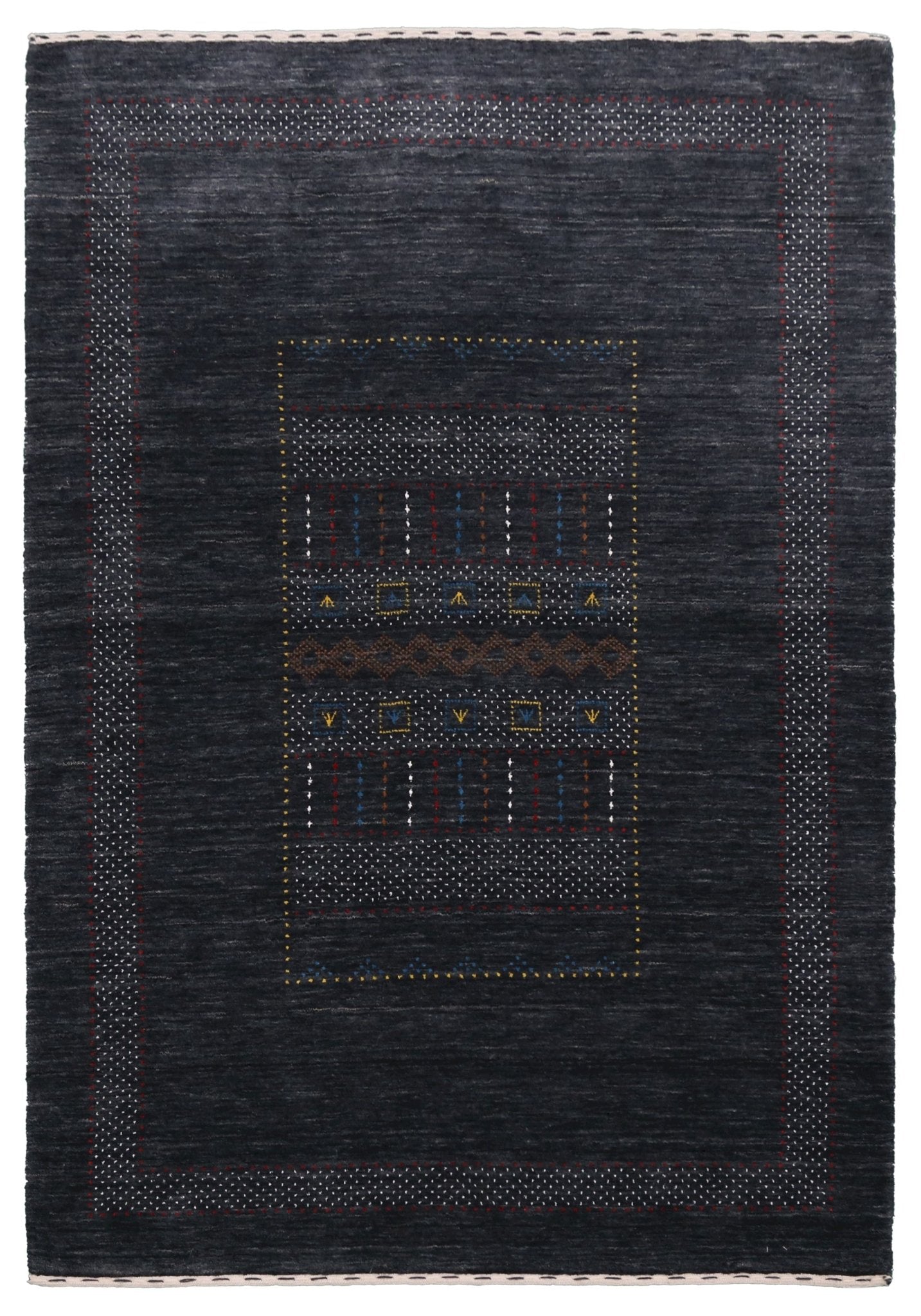 Charcoal Center Pattern Hand Loomed Wool Area Rug
