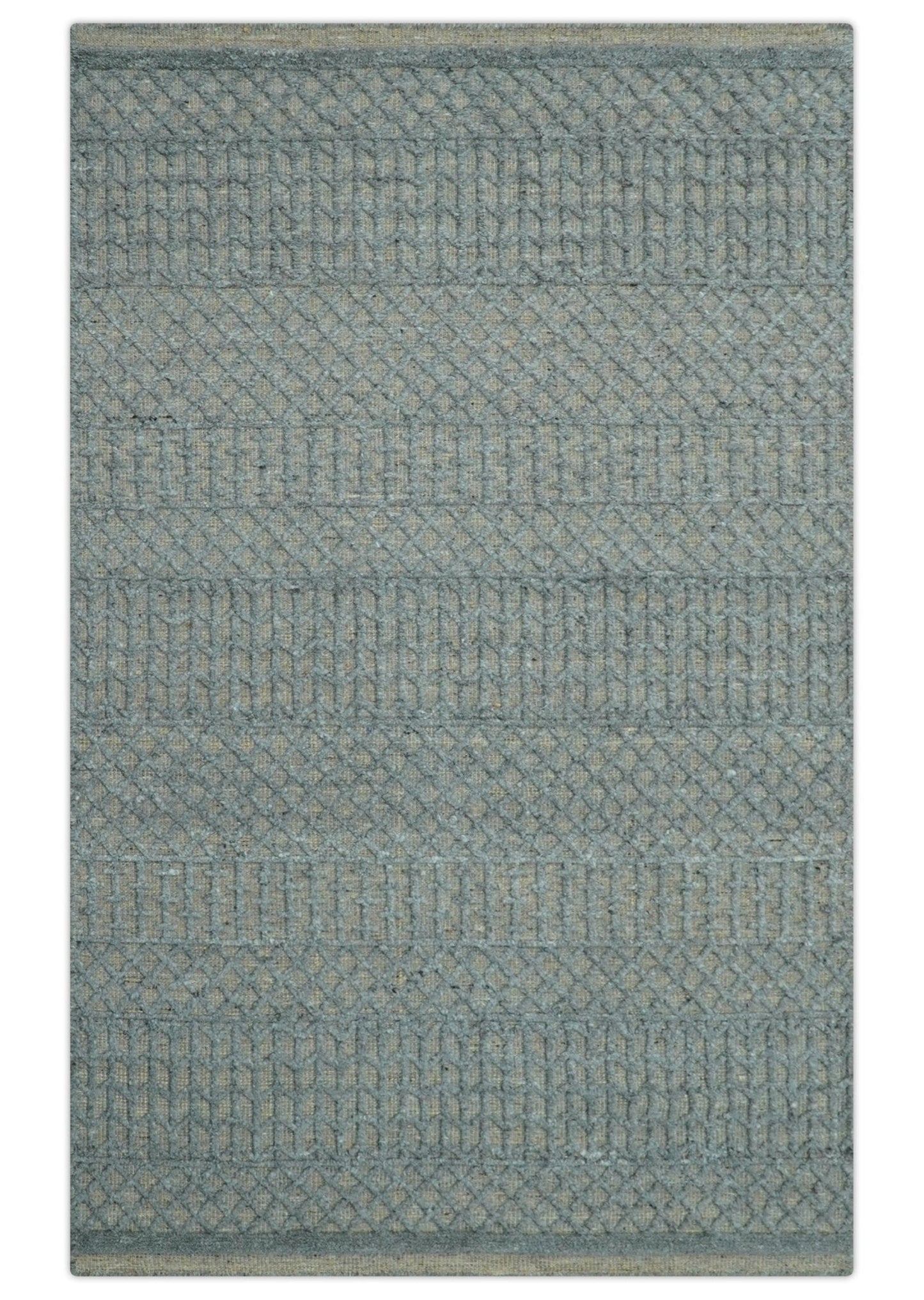 Contemporary Design Gray Hand Knotted Wool Area Rug