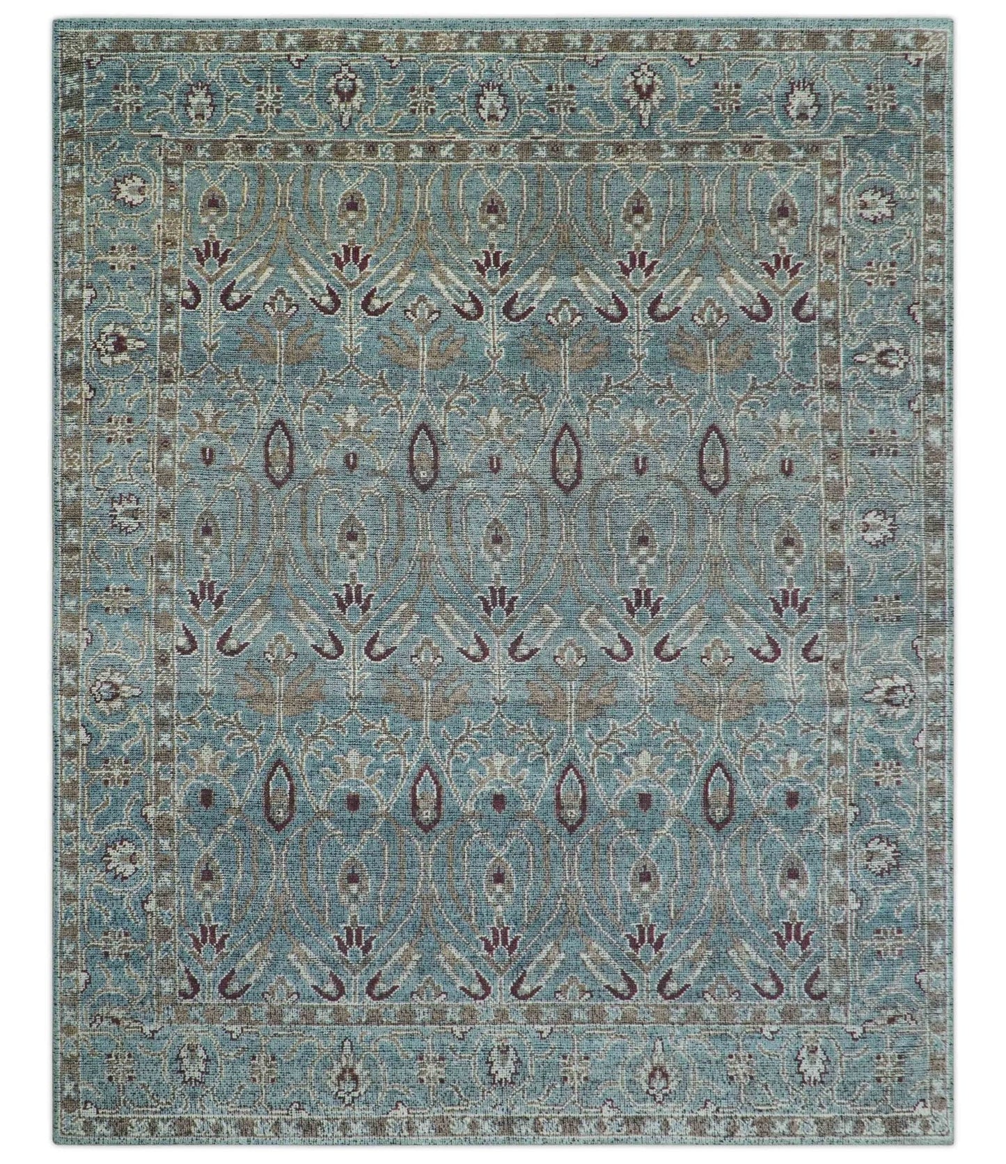 Crown Custom Made Traditional Design Blue Hand Knotted Wool Rug