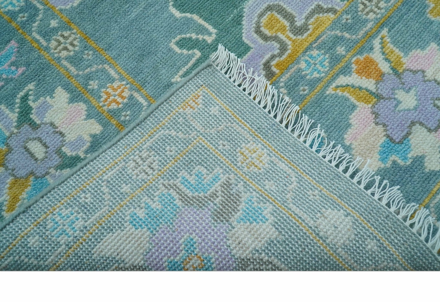 Custom Made Antique Blue Traditional Oushak Design Hand Knotted Wool Area Rug