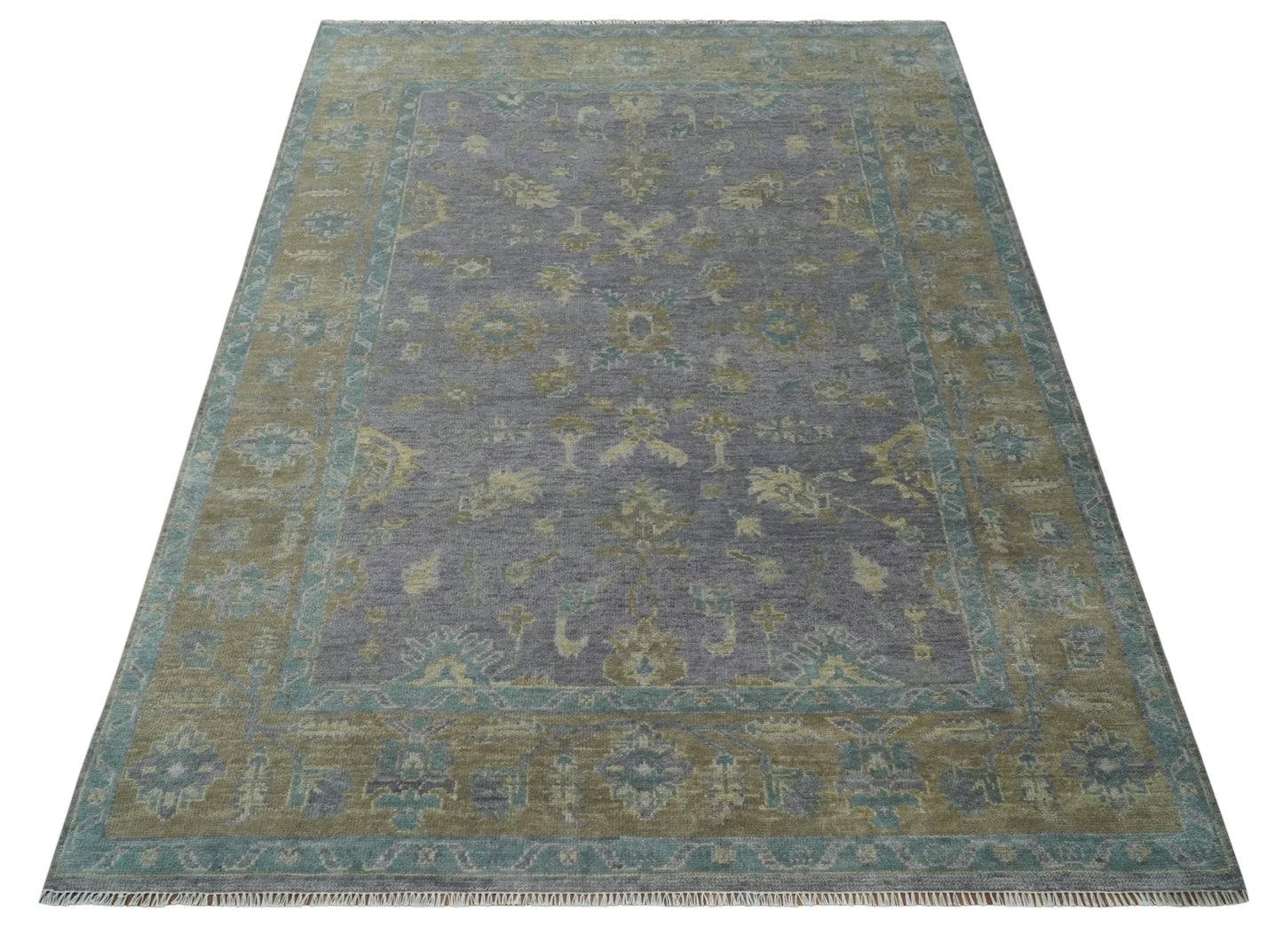 Custom Made Antique look Plum and Brown Hand Knotted Traditional Oushak Wool Area Rug