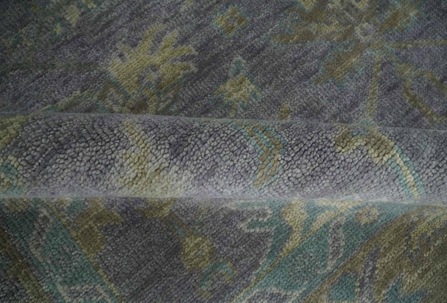 Custom Made Antique look Plum and Brown Hand Knotted Traditional Oushak Wool Area Rug