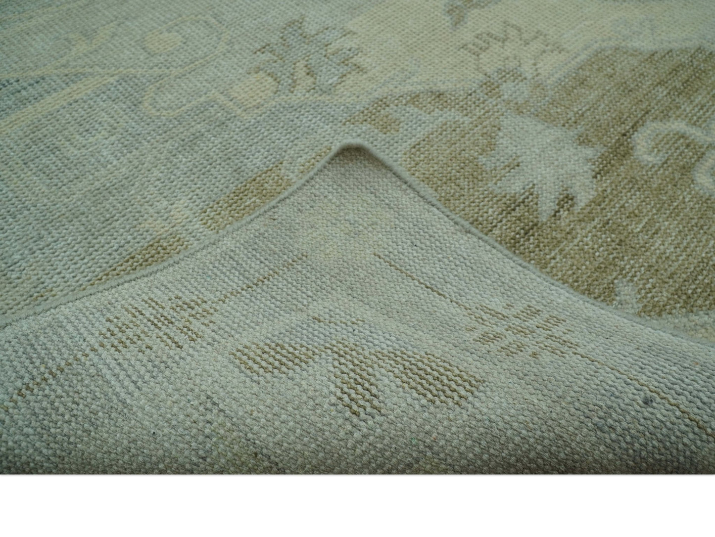 Custom Made Beige And Blue Traditional Turkish Design Hand knotted Wool Rug