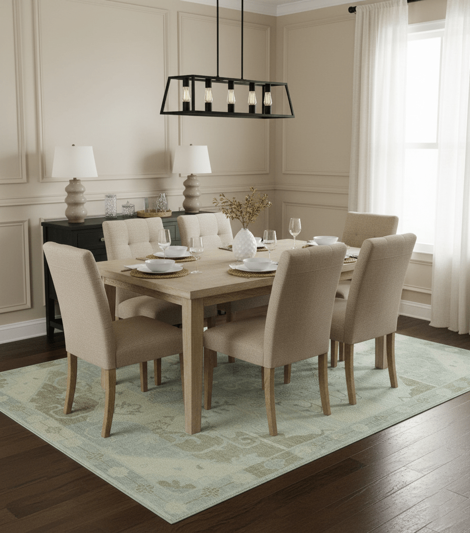 Custom Made Beige And Blue Traditional Turkish Design Hand knotted Wool Rug