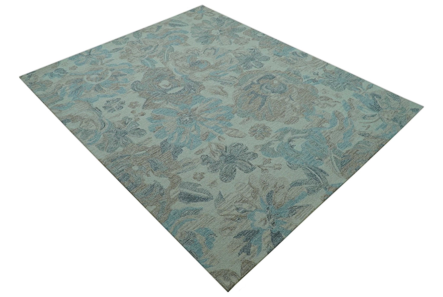 Custom Made Beige And Brown Traditional Floral Pattern Hand Tufted Wool Area Rug