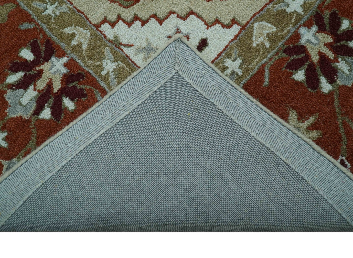Custom Made Beige And Brown Traditional Oriental Design Hand Tufted Wool Area Rug