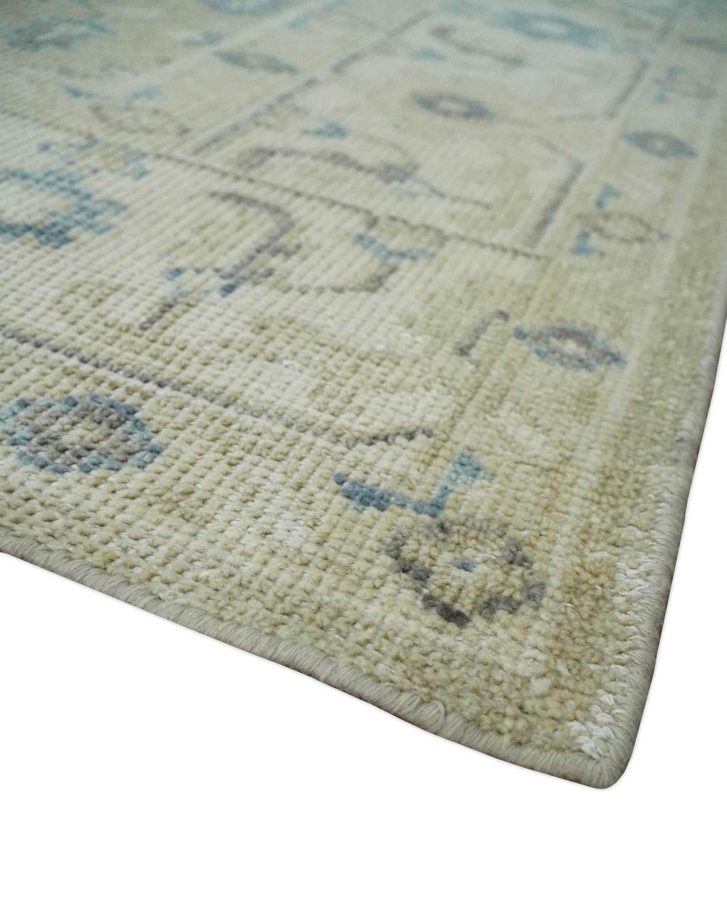 Custom Made Beige and Ivory Hand knotted Traditional Oushak wool Area Rug