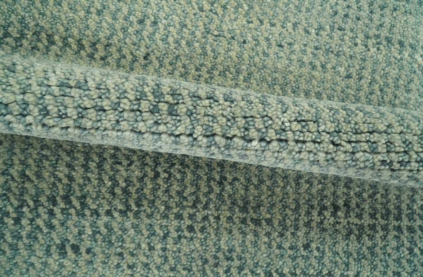 Custom Made Beige and Shades of Blue Stripes Design Contemporary wool area Rug