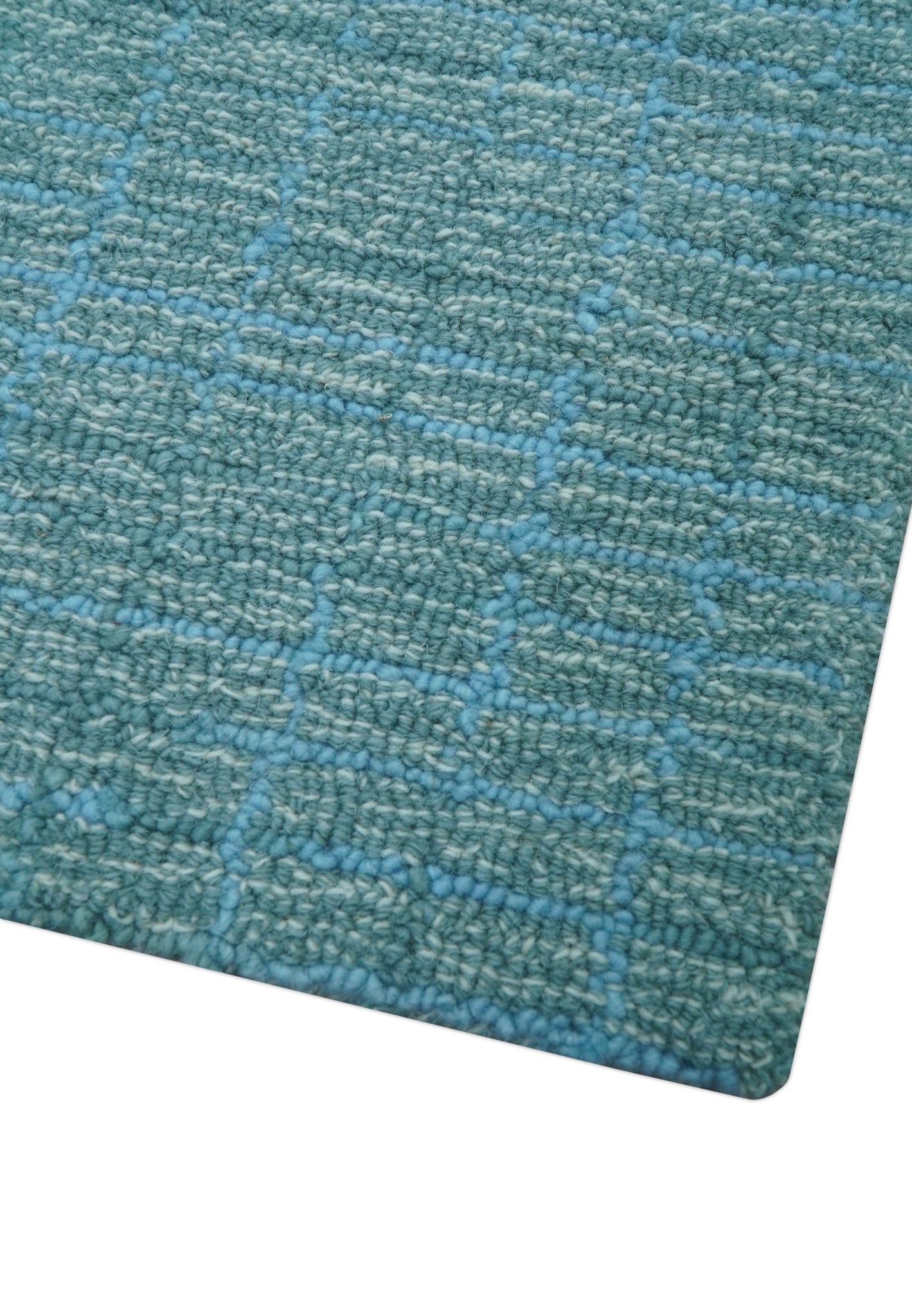 Custom Made Blue Modern Style Hand Tufted Wool Rug