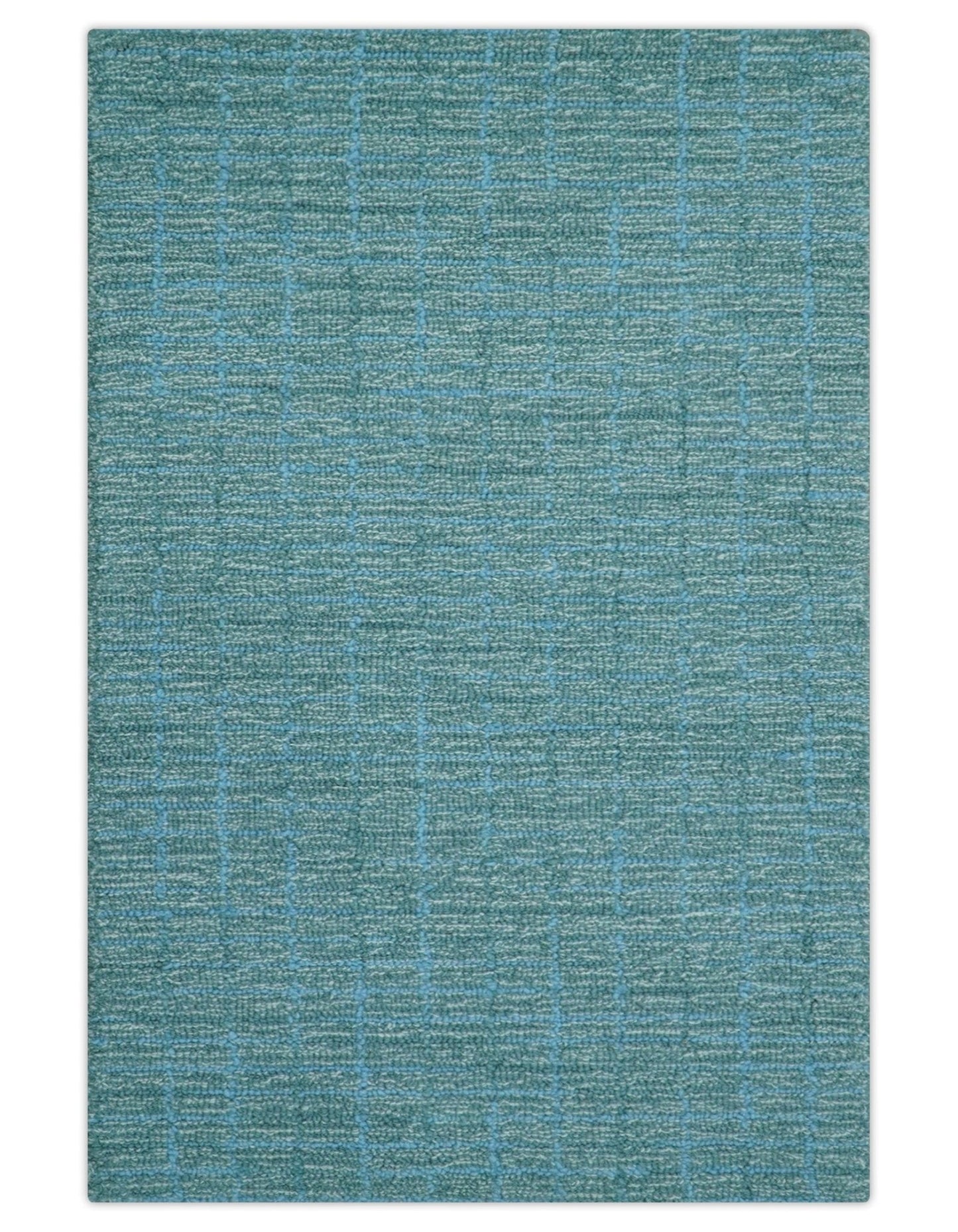 Custom Made Blue Modern Style Hand Tufted Wool Rug