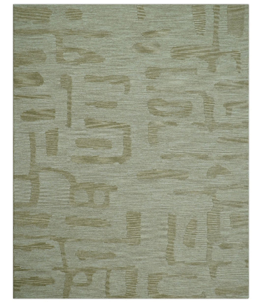 Custom Made brown And Ivory Modern Abstract Pattern Hand Tufted Wool Area Rug