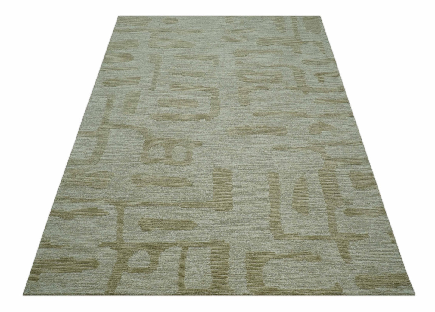 Custom Made brown And Ivory Modern Abstract Pattern Hand Tufted Wool Area Rug