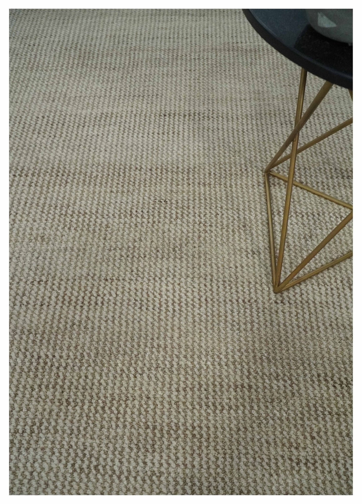 Custom Made Contemporary Brown and Ivory Hand Knotted Rug Area Rug