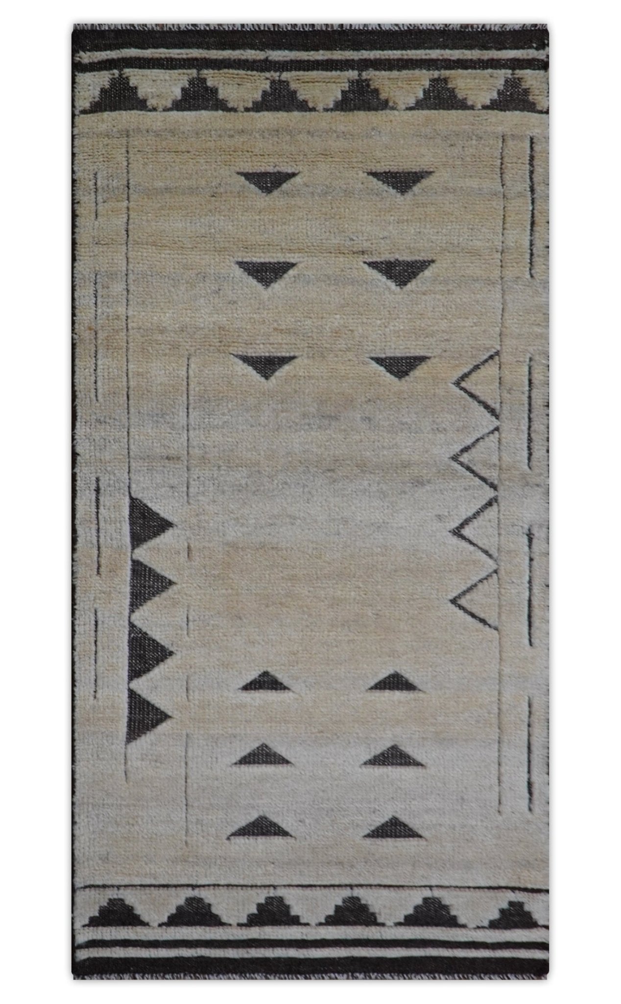 Custom Made Contemporary Design Black And Beige Hand knotted wool Area Rug