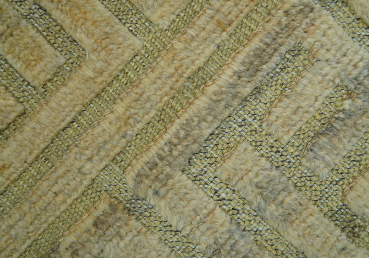 Custom Made Contemporary Design Gray And Wheat Hand knotted wool Area Rug