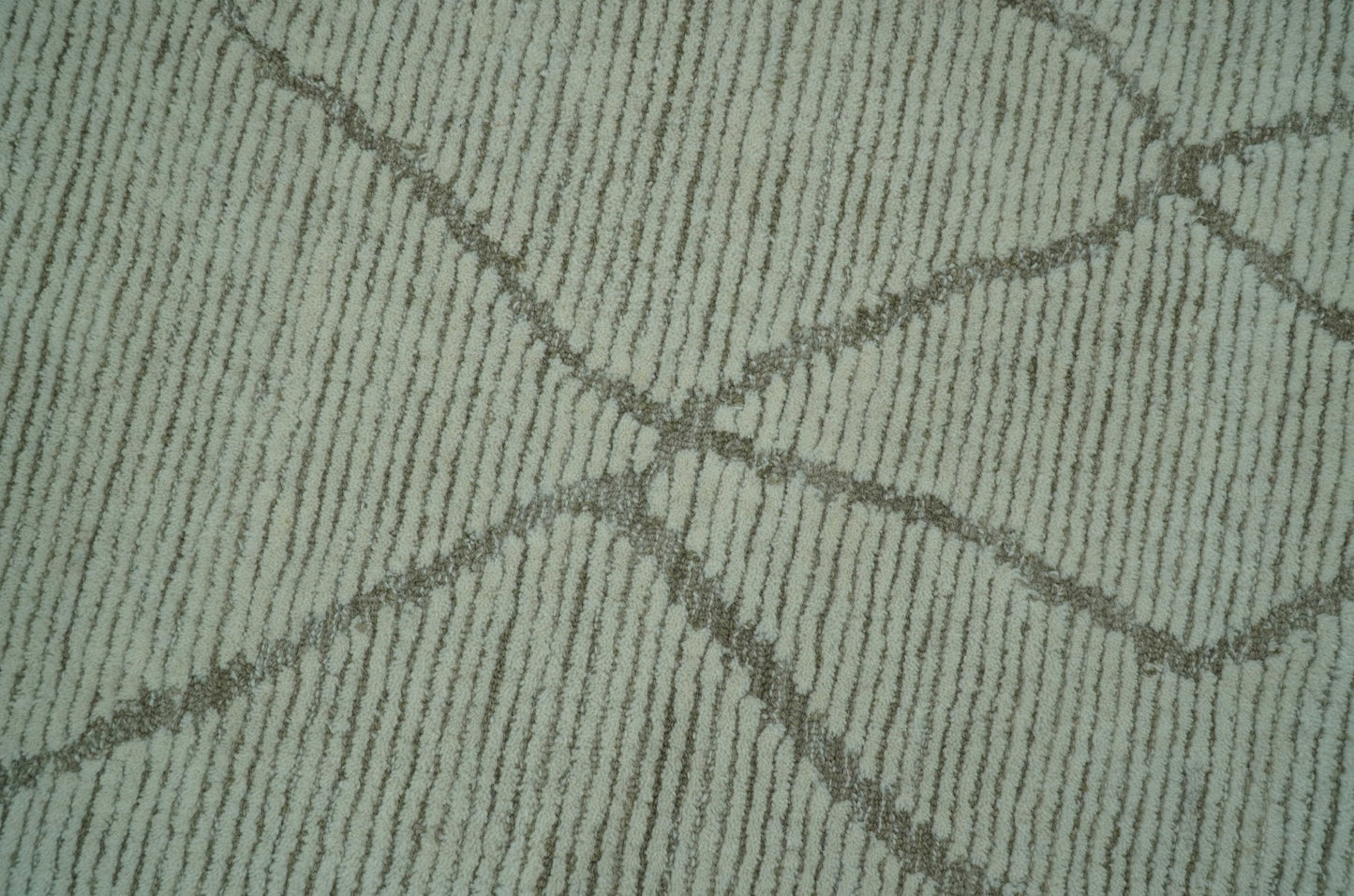 Custom Made Contemporary Pattern Brown And Ivory Hand Tufted Wool Area Rug