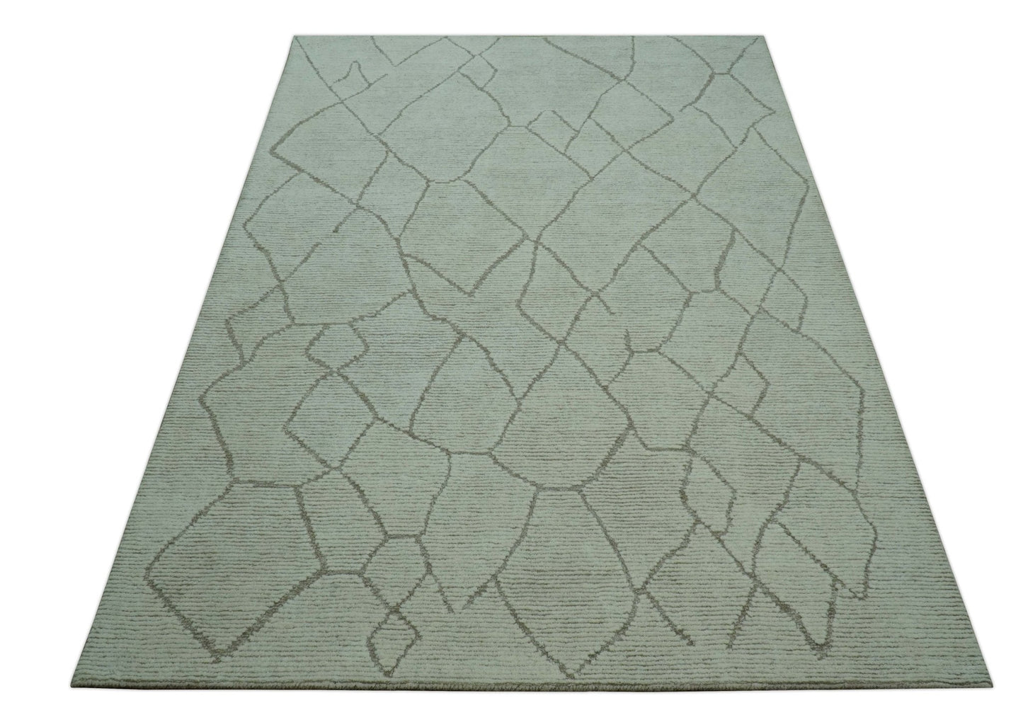 Custom Made Contemporary Pattern Brown And Ivory Hand Tufted Wool Area Rug