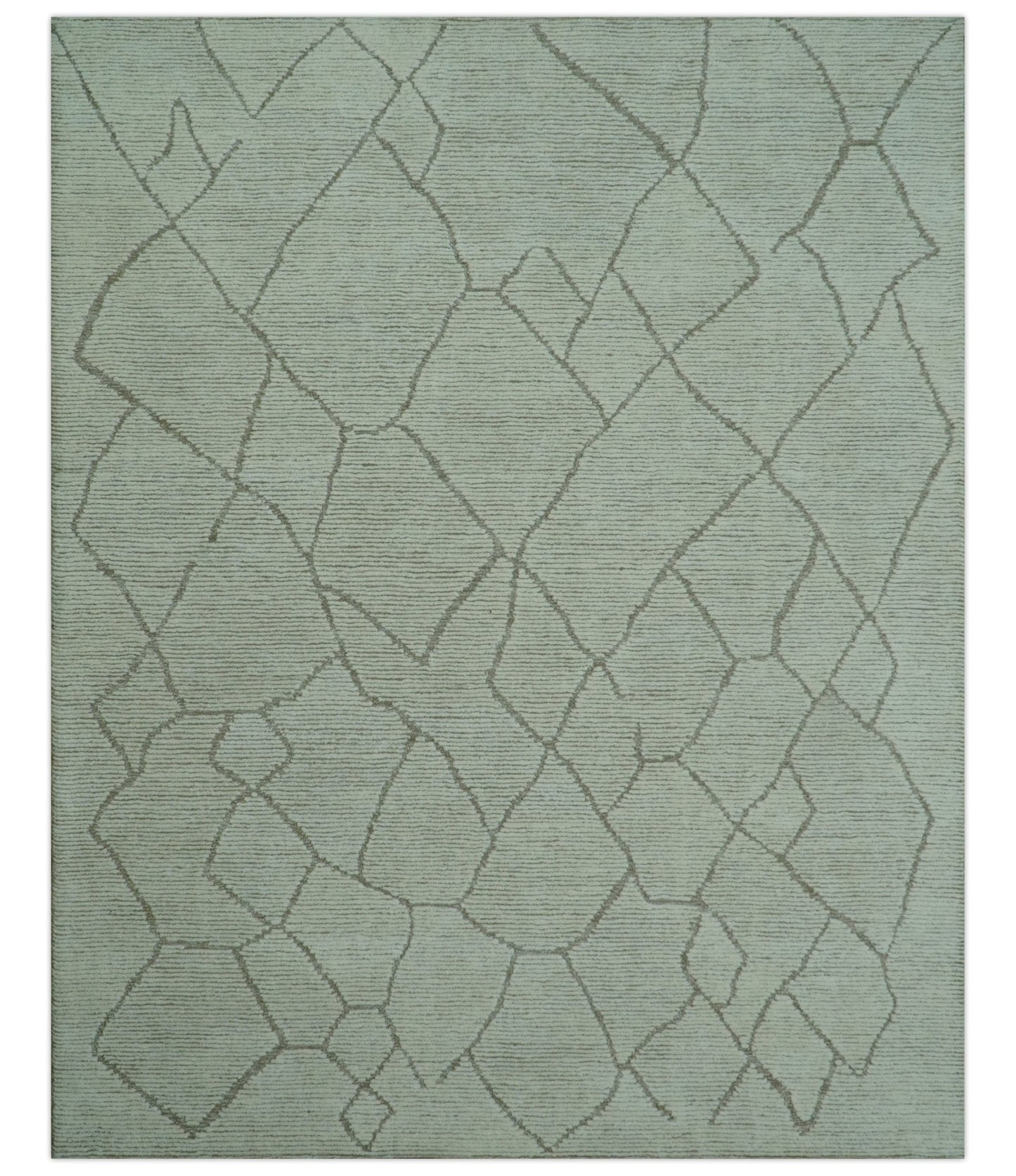 Custom Made Contemporary Pattern Brown And Ivory Hand Tufted Wool Area Rug