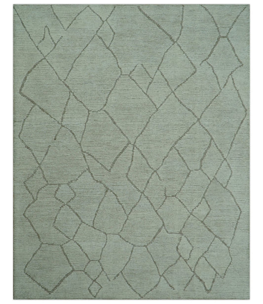 Custom Made Contemporary Pattern Brown And Ivory Hand Tufted Wool Area Rug