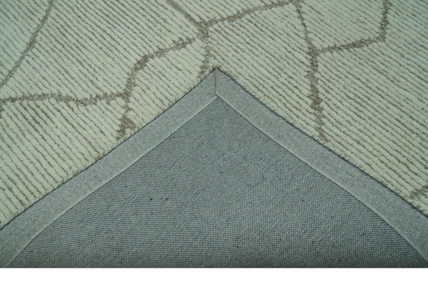 Custom Made Contemporary Pattern Brown And Ivory Hand Tufted Wool Area Rug