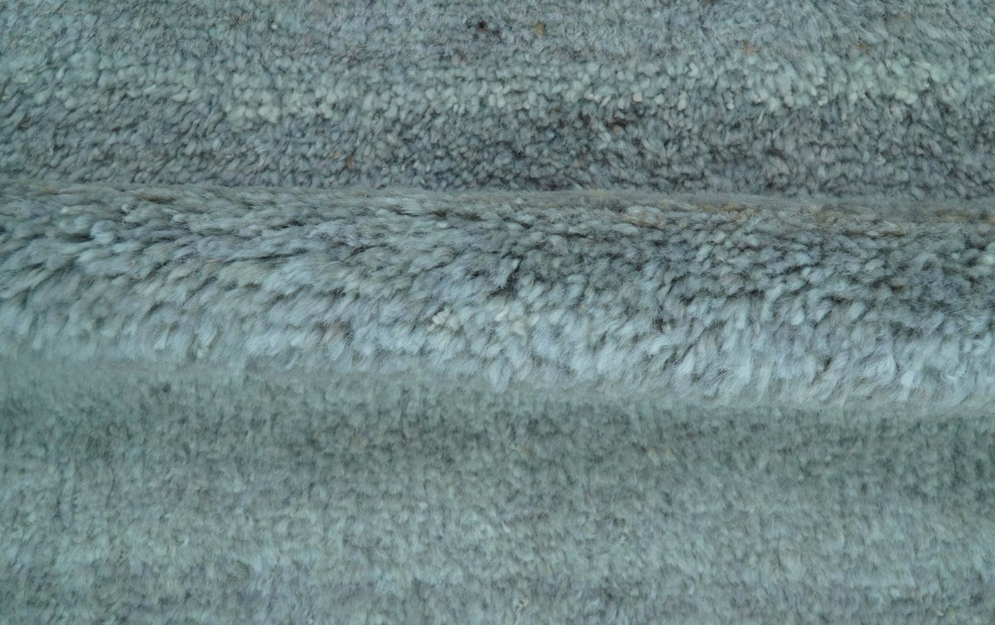 Custom Made Contemporary Solid Blueish Silver Hand knotted wool Area Rug