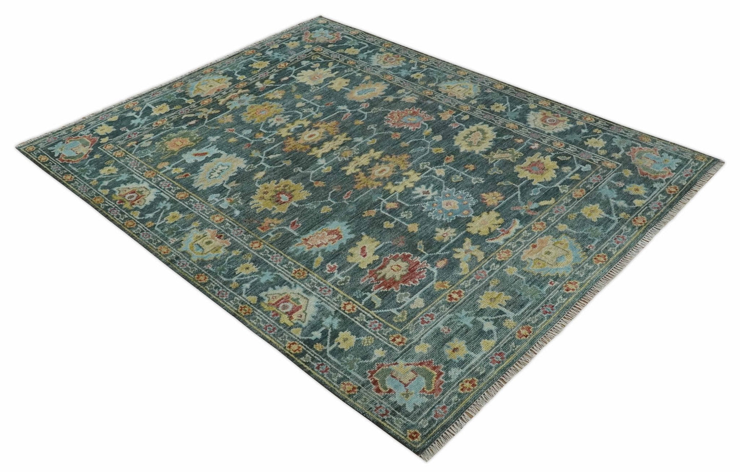Custom Made Gray and Beige Hand knotted Traditional Oushak Multi Size wool Area Rug