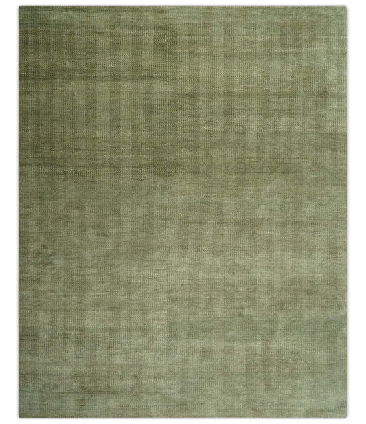 Custom Made Hand Knotted Blue and Brown Stripes Design Contemporary Area Rug
